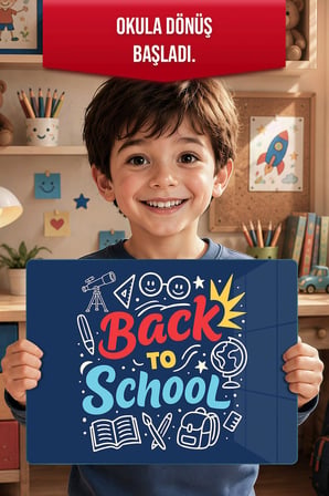 Montessori Çocuk Etkinlik Camı – Back to School Tasarımlı Cam Aktivite Panosu 40 x 30 cm
