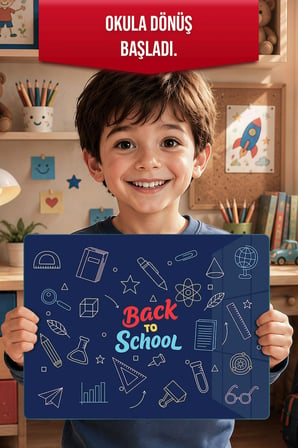 Montessori Çocuk Etkinlik Camı – Back to School Tasarımlı Cam Aktivite Panosu 40 x 30 cm