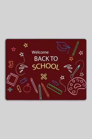 Montessori Çocuk Etkinlik Camı – Back to School Tasarımlı Cam Aktivite Panosu 40 x 30 cm