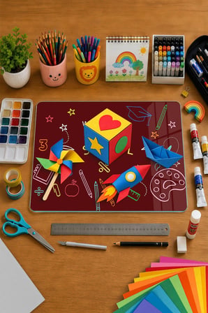 Montessori Çocuk Etkinlik Camı – Back to School Tasarımlı Cam Aktivite Panosu 40 x 30 cm