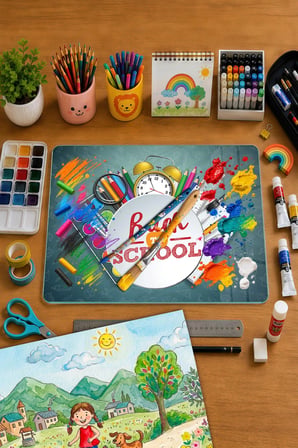 Montessori Çocuk Etkinlik Camı – Back to School Tasarımlı Cam Aktivite Panosu 40 x 30 cm