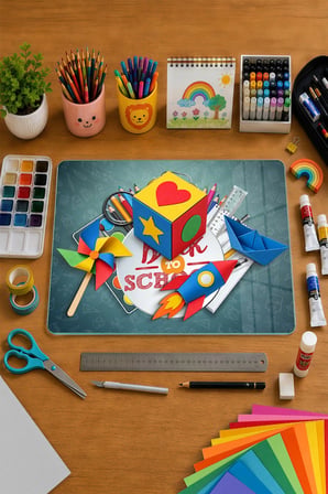 Montessori Çocuk Etkinlik Camı – Back to School Tasarımlı Cam Aktivite Panosu 40 x 30 cm