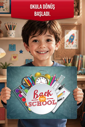 Montessori Çocuk Etkinlik Camı – Back to School Tasarımlı Cam Aktivite Panosu 40 x 30 cm