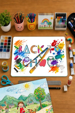 Montessori Çocuk Etkinlik Camı – Back to School Tasarımlı Cam Aktivite Panosu 40 x 30 cm