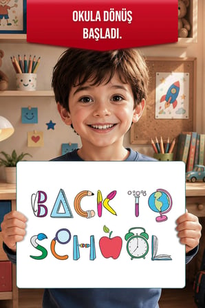 Montessori Çocuk Etkinlik Camı – Back to School Tasarımlı Cam Aktivite Panosu 40 x 30 cm