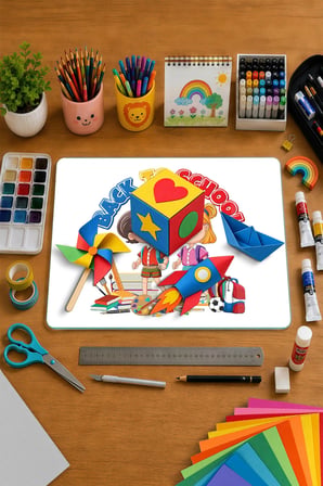 Montessori Çocuk Etkinlik Camı – Back to School Tasarımlı Cam Aktivite Panosu 40 x 30 cm