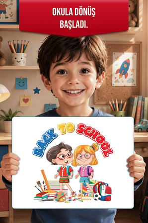 Montessori Çocuk Etkinlik Camı – Back to School Tasarımlı Cam Aktivite Panosu 40 x 30 cm