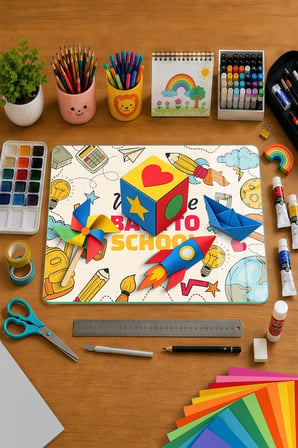 Montessori Çocuk Etkinlik Camı – Back to School Tasarımlı Cam Aktivite Panosu 40 x 30 cm