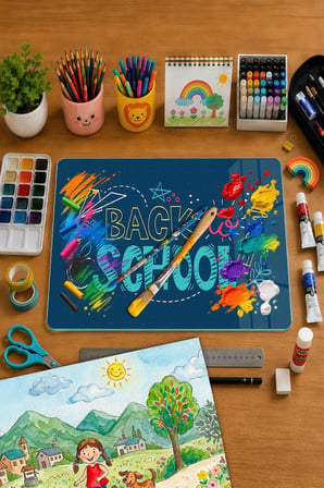 Montessori Çocuk Etkinlik Camı – Back to School Tasarımlı Cam Aktivite Panosu 40 x 30 cm