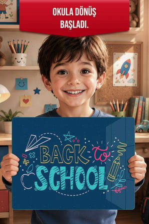 Montessori Çocuk Etkinlik Camı – Back to School Tasarımlı Cam Aktivite Panosu 40 x 30 cm