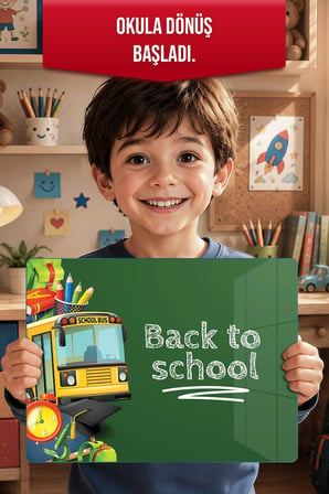 Montessori Çocuk Etkinlik Camı – Back to School Tasarımlı Cam Aktivite Panosu 40 x 30 cm
