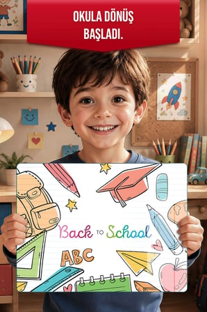 Montessori Çocuk Etkinlik Camı – Back to School Tasarımlı Cam Aktivite Panosu 40 x 30 cm