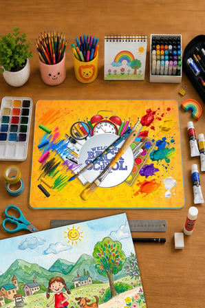 Montessori Çocuk Etkinlik Camı – Back to School Tasarımlı Cam Aktivite Panosu 40 x 30 cm