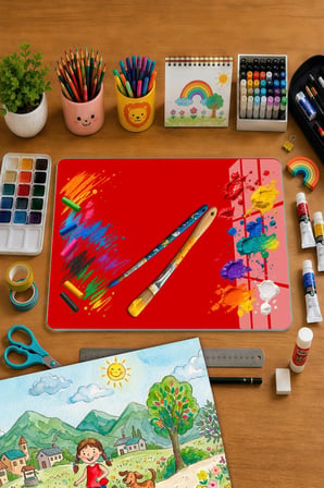 Montessori Çocuk Etkinlik Camı – Kırmızı Cam Aktivite Panosu 40 x 30 cm