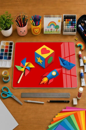 Montessori Çocuk Etkinlik Camı – Kırmızı Cam Aktivite Panosu 40 x 30 cm