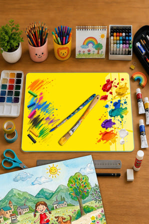 Reflexa Montessori Çocuk Etkinlik Camı Sarı Aktivite Panosu 40 x 30 cm Temperli Cam
