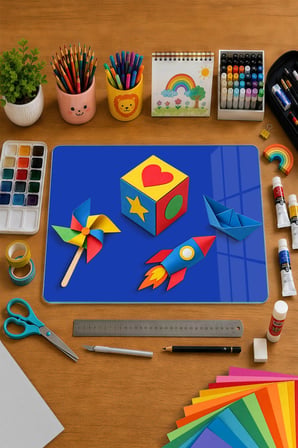 Montessori Çocuk Etkinlik Camı – Mavi Cam Aktivite Panosu 40 x 30 cm