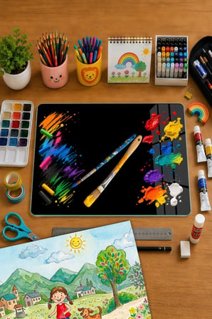 Montessori Çocuk Etkinlik Camı –Siyah Cam Aktivite Panosu 40 x 30 cm