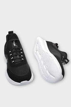 Unisex Günlük Cilt Rahat Snekaer Spor Ayakkabı SİYAH - BEYAZ