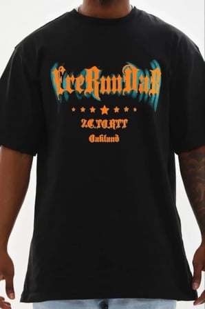 Erkek Baskılı T-Shirt Kısa Kol Bisiklet Yaka Regular Fit Rahat Kalıp Günlük Tişört - Siyah