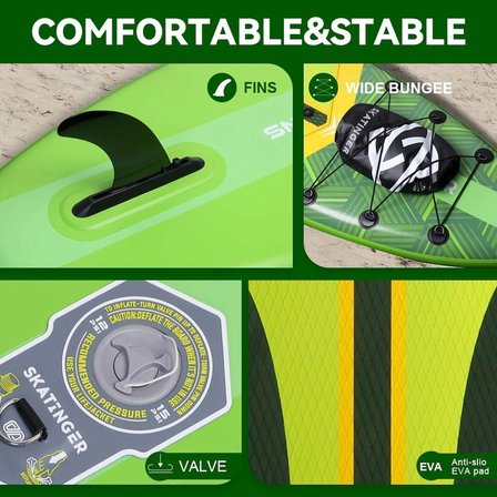 Plans Yeşil Stand up Paddle Board 335x84x15 cm ölçülerinde Şişme Sörf Tahtası Full Set