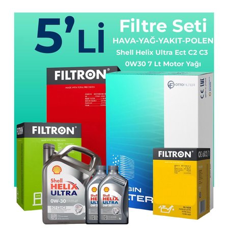 Filtron Peugeot Boxer 2.2 Dizel BLUEHDi Filtre Bakım Seti Shell Motor Yağlı (2019-2024) 5 Li