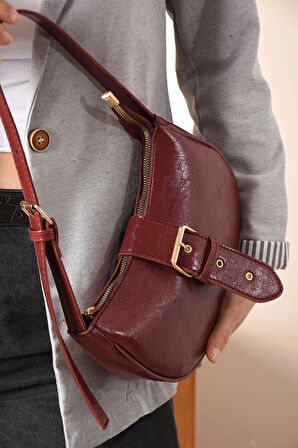 Yeni Sezon Parlak Suni Deri Viral Ince Tasarım Ayarlanabilir Askılı Kadın Omuz Çantası