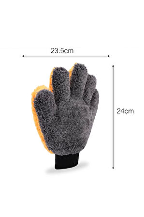 Çift Taraflı Mikrofiber + Polar Araba Yıkama Eldiveni – Yumuşak Mercan Polar, Çizik Önleyici