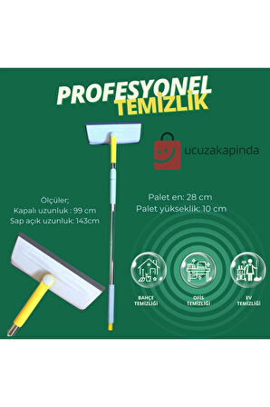 Çift Taraflı Mikrofiber Teleskobik Oynar Başlıklı Çok fonksiyonlu Zemin & Cam Temizleyici Mop Çekpas