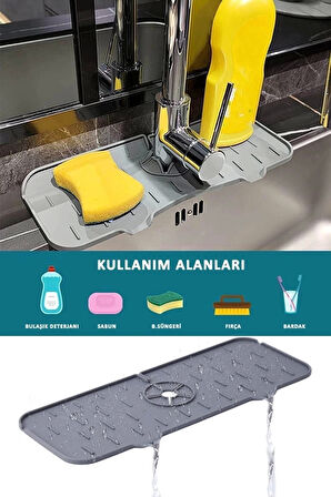 Silikon Su Tutucu Musluk Matı Mutfak Ve Banyo Için Sıçrama Koruyucu Lavabo Matı Tezgah Üstü Mat