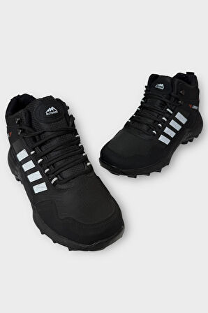 Erkek Soğuk GeçirmezKaydırmaz Taban Günlük Trekking & Outdoor Bot SİYAH - BEYAZ