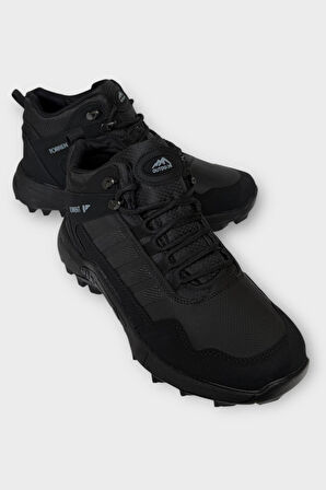 Erkek Soğuk GeçirmezKaydırmaz Taban Günlük Trekking & Outdoor Bot SİYAH - SİYAH