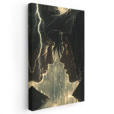 Yağmurda Karşılaşma - Dramatik An Anime Kanvas Tablo