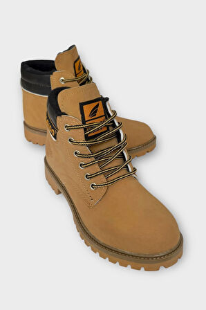 Unisex Kışlık Soğuk Geçirmez Kaydırmaz Taban Günlük Bağcıklı Bot CAMEL