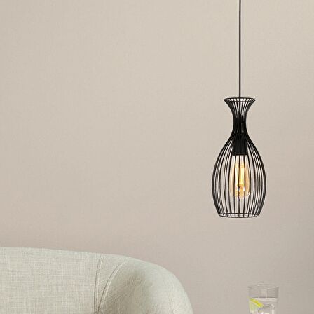 Luti Tekli Telli Siyah Modern Sarkıt Mutfak Salon Sarkıt Avize 