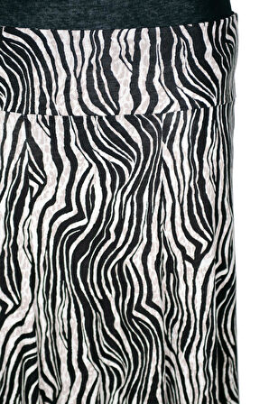 Barem Kadın Arzu Korsajlı 6 Parçalı Desenli Penye Siyah Etek D57