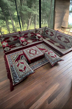 Şark Köşesi Yer Minderi Takımı Otantik Rahat Oturma Minderi Salon Balkon İçin