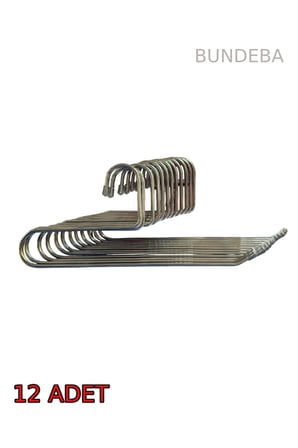 Paslanmaz Çelik 12 Adet Tekli Metal Pantolon Askısı