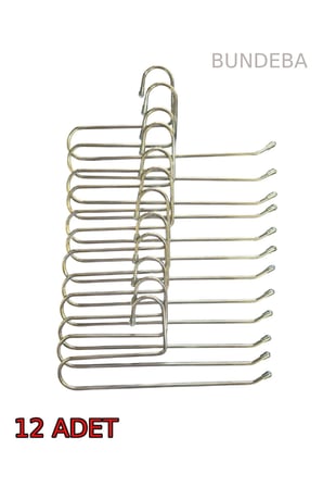 Paslanmaz Çelik 12 Adet Tekli Metal Pantolon Askısı