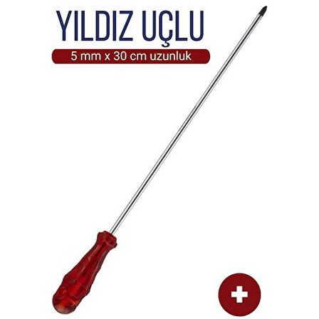 Findit 5 mm Uç 30 Cm Uzunluk Yıldız Uç Tornavida