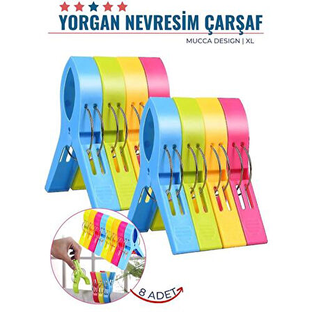 Findit XL Yorgan Nevresim Çarşaf Mandalı 8 ADET Mucca Design