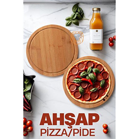 Findit 4 ADET Pizza Sunum ve Kesim Tahtası 719342 Top-tan Paket