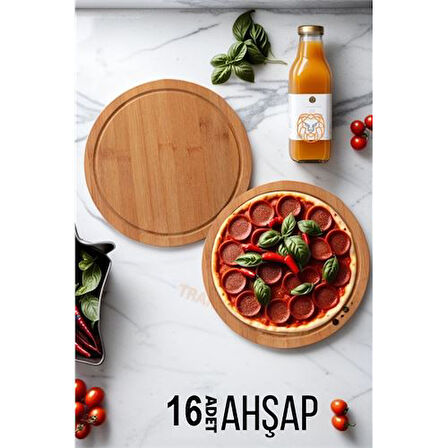 Findit 16  ADET Pizza Sunum ve Kesim Tahtası  719916  Top-tan Paket