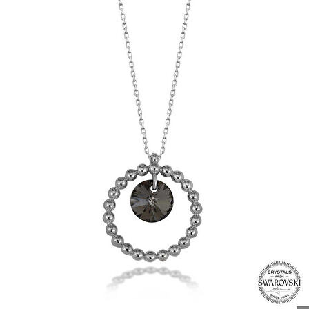 Swarovski Crystal Taşlı Halka Gümüş Kadın Kolye
