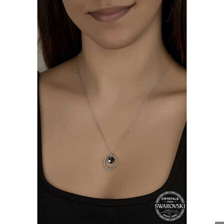 Swarovski Crystal Taşlı Halka Gümüş Kadın Kolye