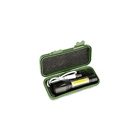 Su Geçirmez Şarjlı El Feneri 2500 Lumens + 5W Cob LED USB Lion Şarjlı Ultra Güçlü Q5 Xpe