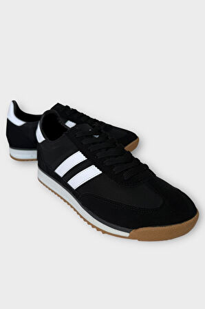 Erkek Cilt Günlük Rahat Spor Ayakkabı  SİYAH - BEYAZ