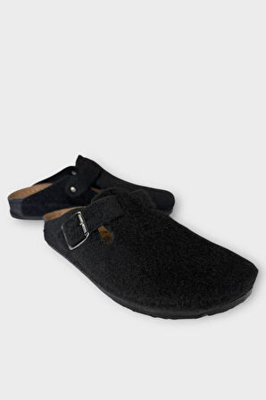 Mantar Taban Boston Birkens Model Günlük Sabo Unisex Ev Terliği SİYAH - BEJ