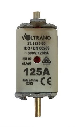 Voltrano Kale Porselen 125A 00 Boy Bıçaklı Sigorta Buşonu NH00