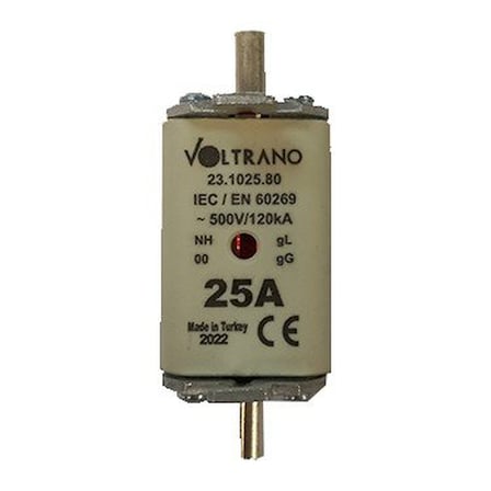 Voltrano Kale Porselen 25A 00 Boy Bıçaklı Sigorta Buşonu NH00